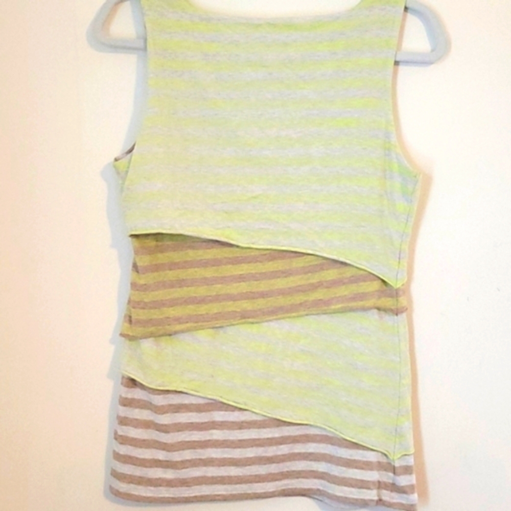 Calvin Klein Rformance quick dry teired sleeveless stiped T-shirt tunic Womens M
